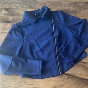 Torrid Navy Textured asymmetrical Full Zip Jacket Size 0